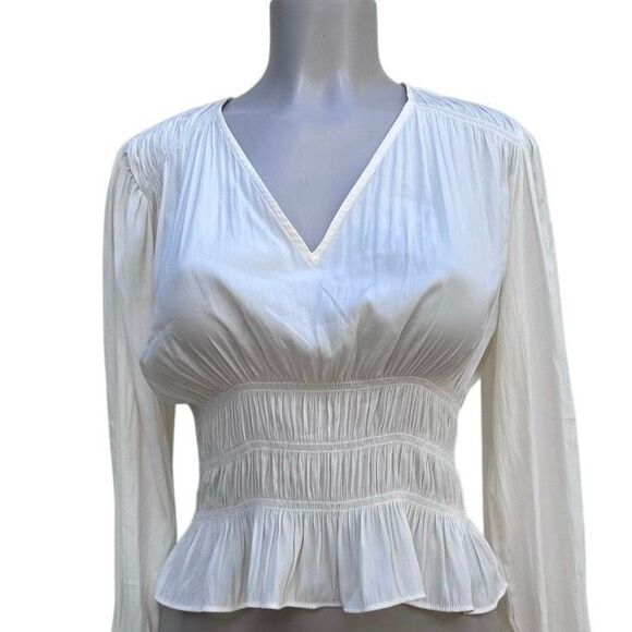 Universal Thread Tops - NWT Universal Thread Blouse Women's XS Cream Smocked V-neck Long Sleeve